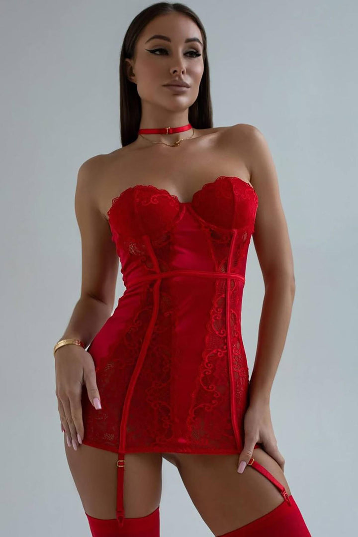 Varnosa 3092 Seraphine Satin &amp; Lace Embrace Lingerie Set